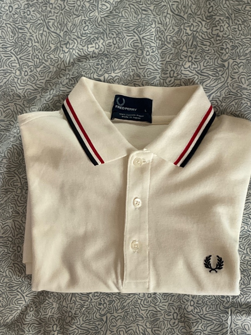 Fred Perry White Polo with Red & Black Trim Collar